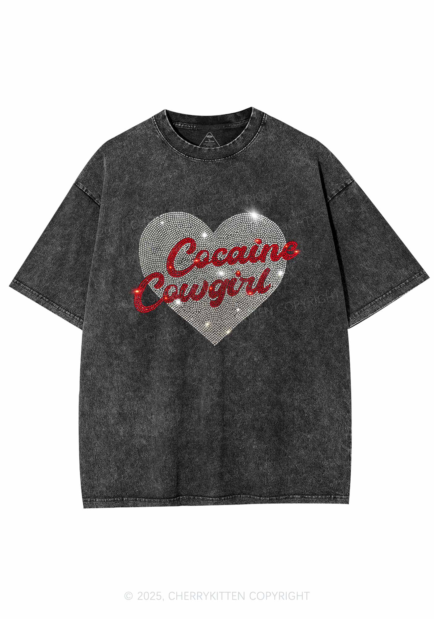 Rhinestone Cola Cowgirl Y2K Shirts Washed Tee Cherrykitten