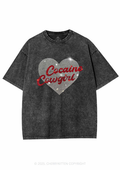 Rhinestone Cola Cowgirl Y2K Shirts Washed Tee Cherrykitten