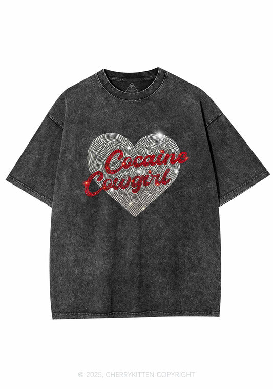 Rhinestone Cola Cowgirl Y2K Shirts Washed Tee Cherrykitten