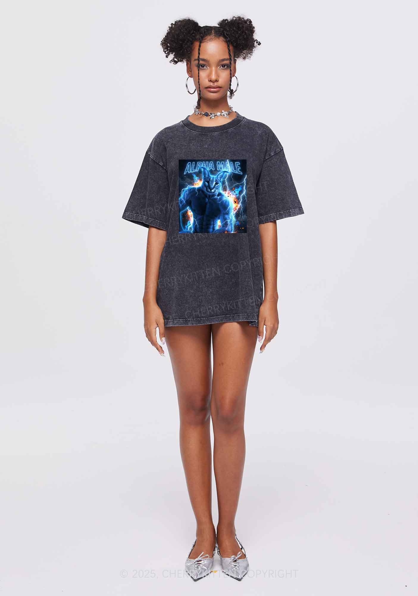 Alpha Male Floppa Y2K Shirts Washed Tee Cherrykitten
