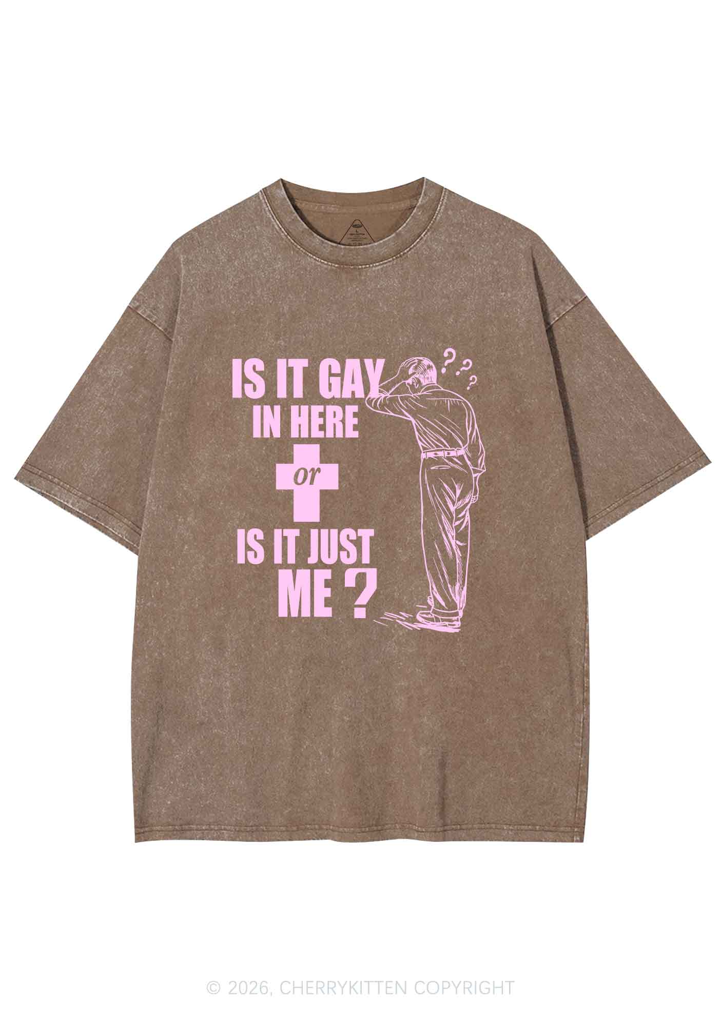 Is It Gay In Here Pride Y2K Shirts Washed Tee Cherrykitten