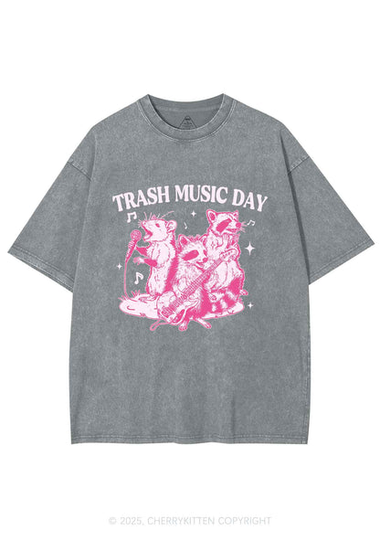 Trash Music Day Y2K Shirts Washed Tee Cherrykitten