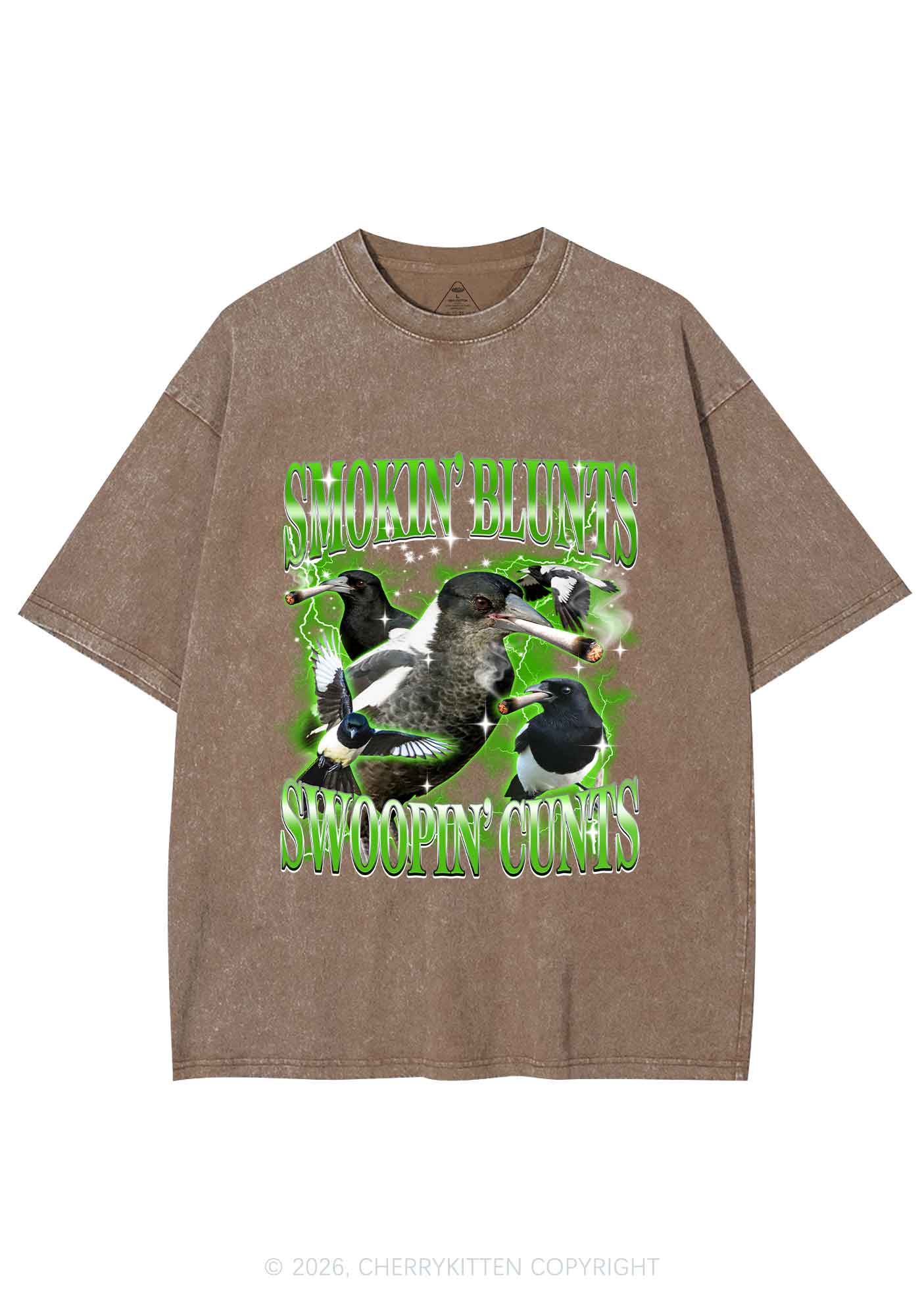 Smokin Blunts Swoopin Cxxts Y2K Shirts Washed Tee Cherrykitten