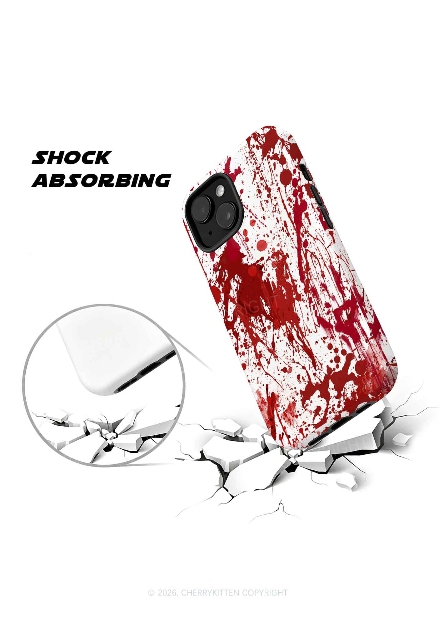 Halloween Red Blood On White Y2K Phone Case Cherrykitten