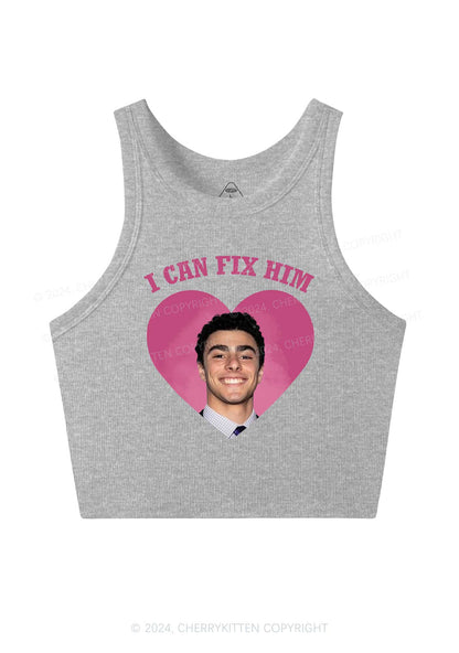 Fix Him Luigi Heart Y2K Crop Tank Top Cherrykitten