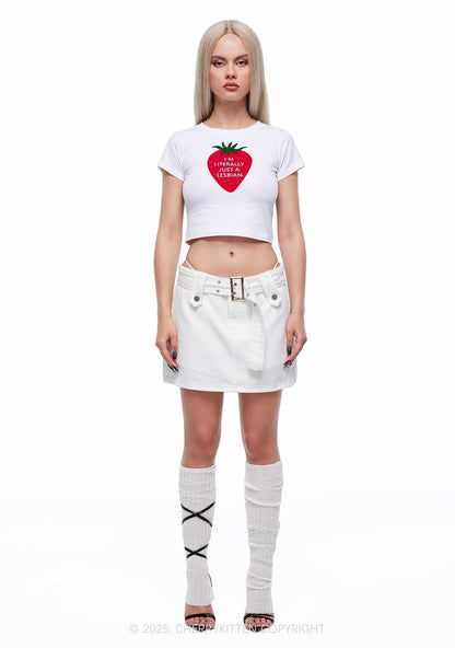 Lesbian Strawberry Pride Y2K Baby Tee Cherrykitten