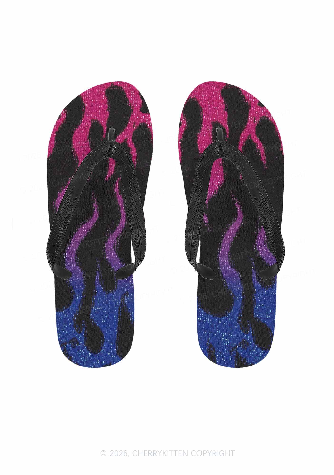 Bisexual Flame Pride Y2K Print Flip Flops Cherrykitten