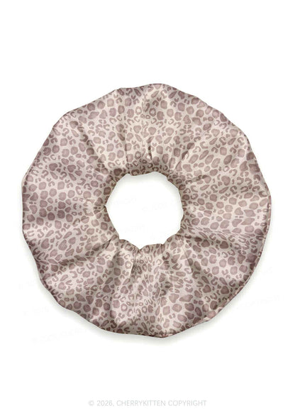 Beige Leopard Y2K Hair Scrunchie Cherrykitten