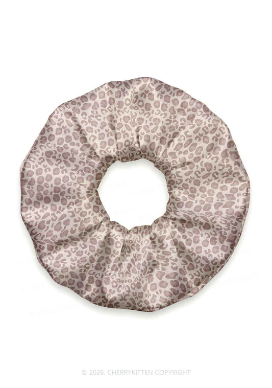 Beige Leopard Y2K Hair Scrunchie Cherrykitten