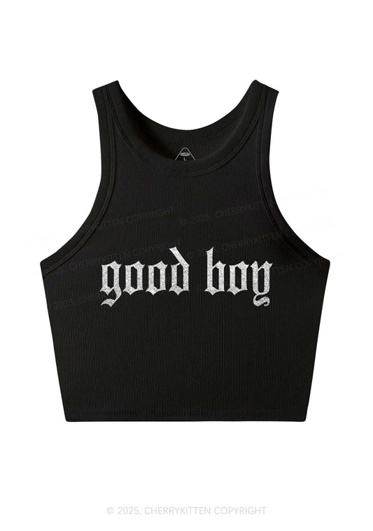 Glitter Good Boy Y2K Crop Tank Top Cherrykitten