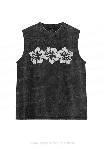 Vintage Hibiscus Flower Y2K Washed Tank Cherrykitten