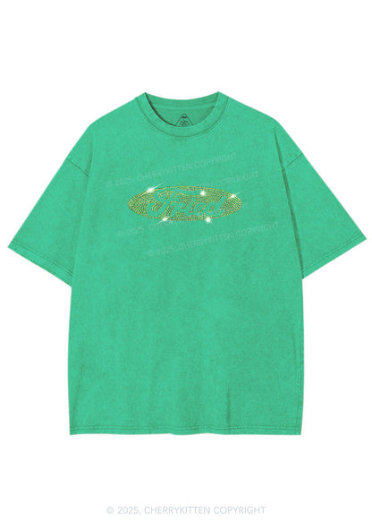 Rhinestone Fried Y2K Shirts Washed Tee Cherrykitten