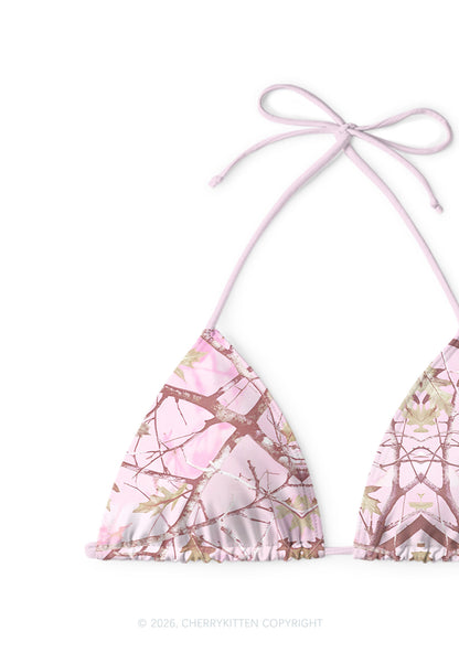 Pink Branch Camo Y2K Print Bikini Set Cherrykitten