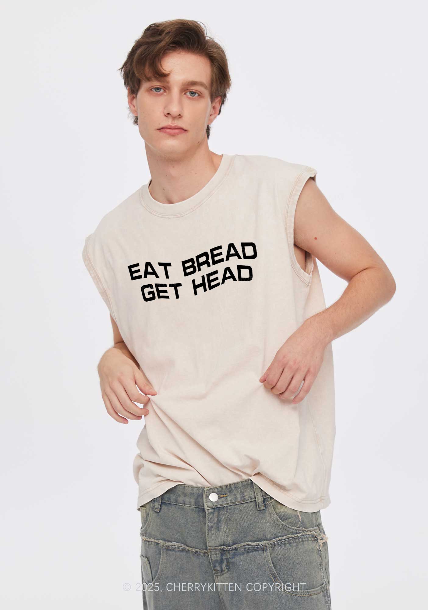 Eat Bread Get Head Y2K Washed Muscle Tank Cherrykitten