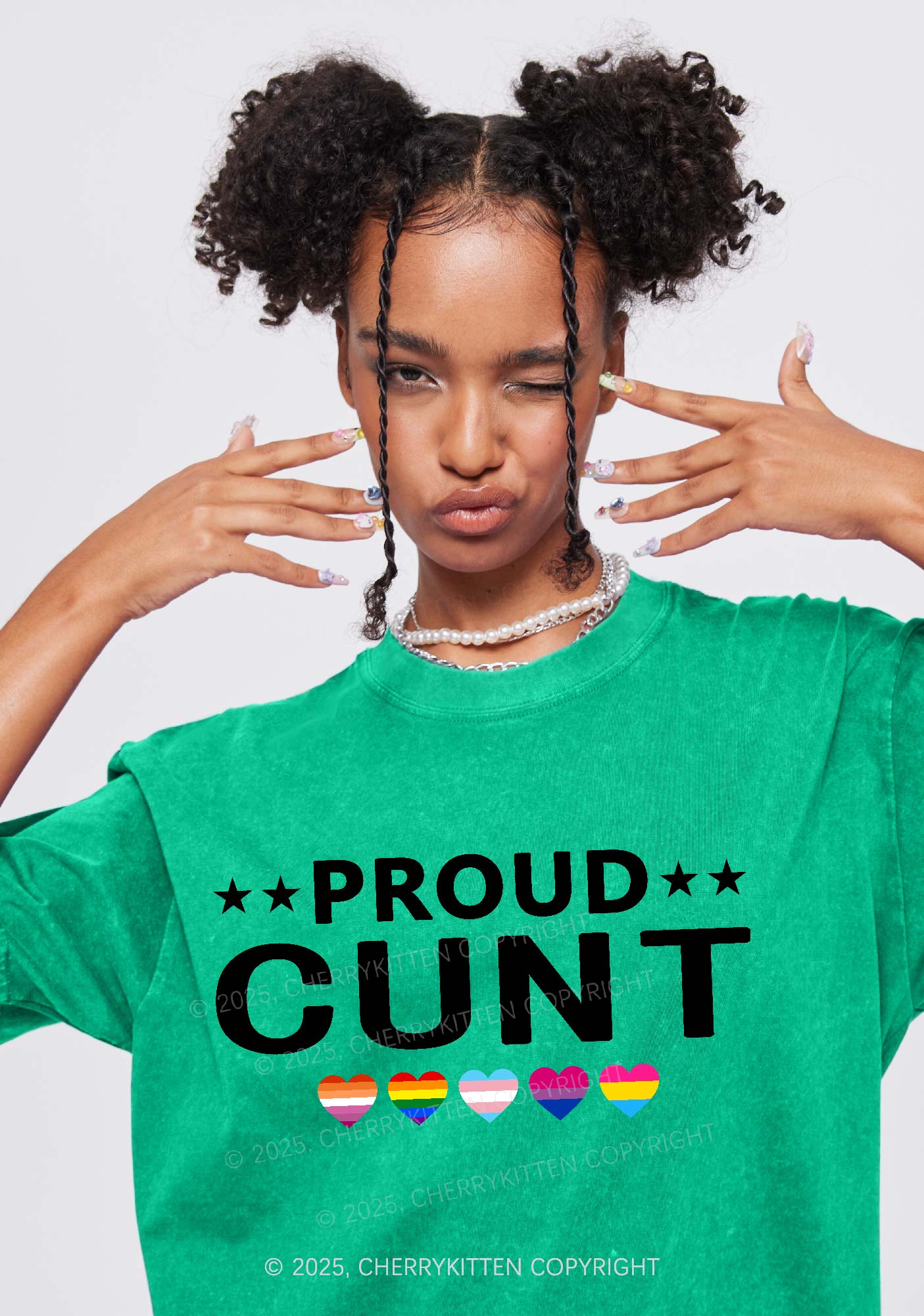 Proud Cxxt Pride Y2K Shirts Washed Tee Cherrykitten
