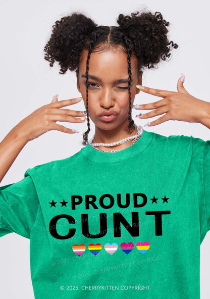 Proud Cxxt Pride Y2K Shirts Washed Tee Cherrykitten