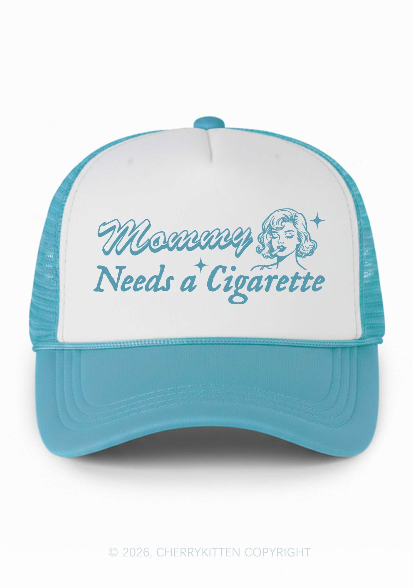 Mommy Needs a Cigarette Y2K Colorblock Trucker Hat Cherrykitten