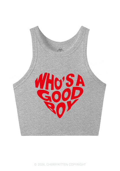 Whos A Good Boy Valentine's Day Y2K Crop Tank Top Cherrykitten