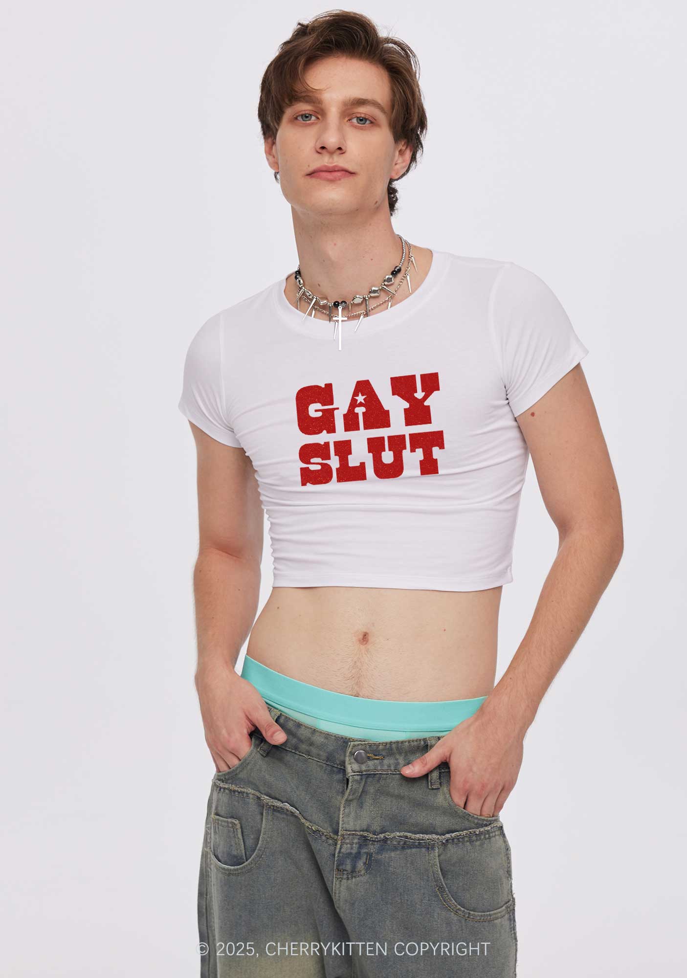 Gay Slxt Pride Y2K Baby Tee Cherrykitten