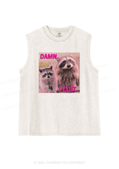 Raccoon I Exist Y2K Washed Tank Cherrykitten