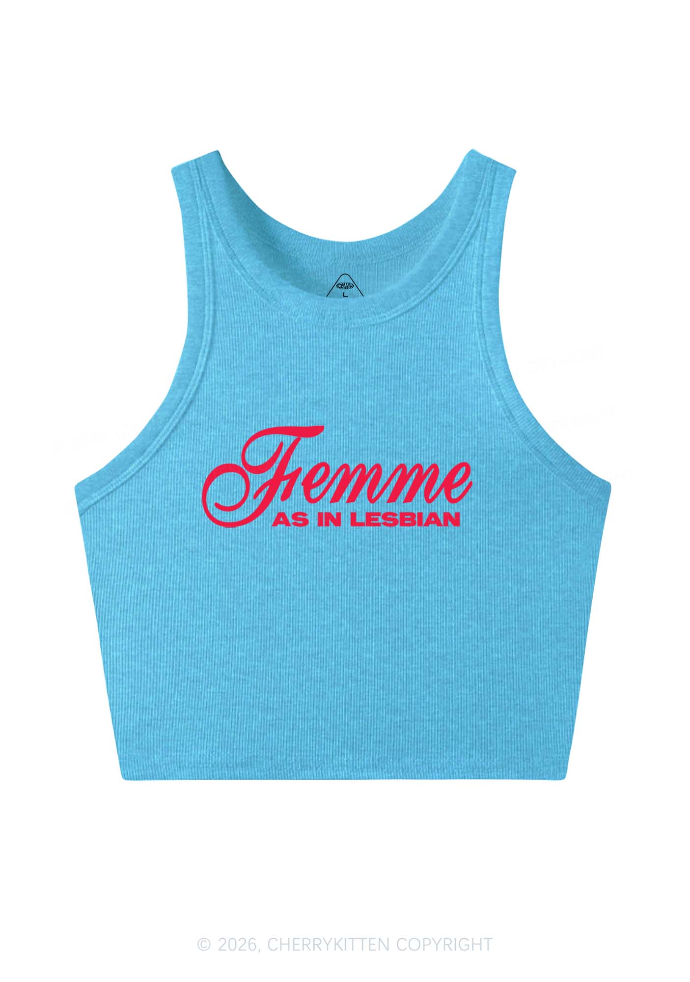Femme As In Lesbian Pride Y2K Crop Tank Top Cherrykitten