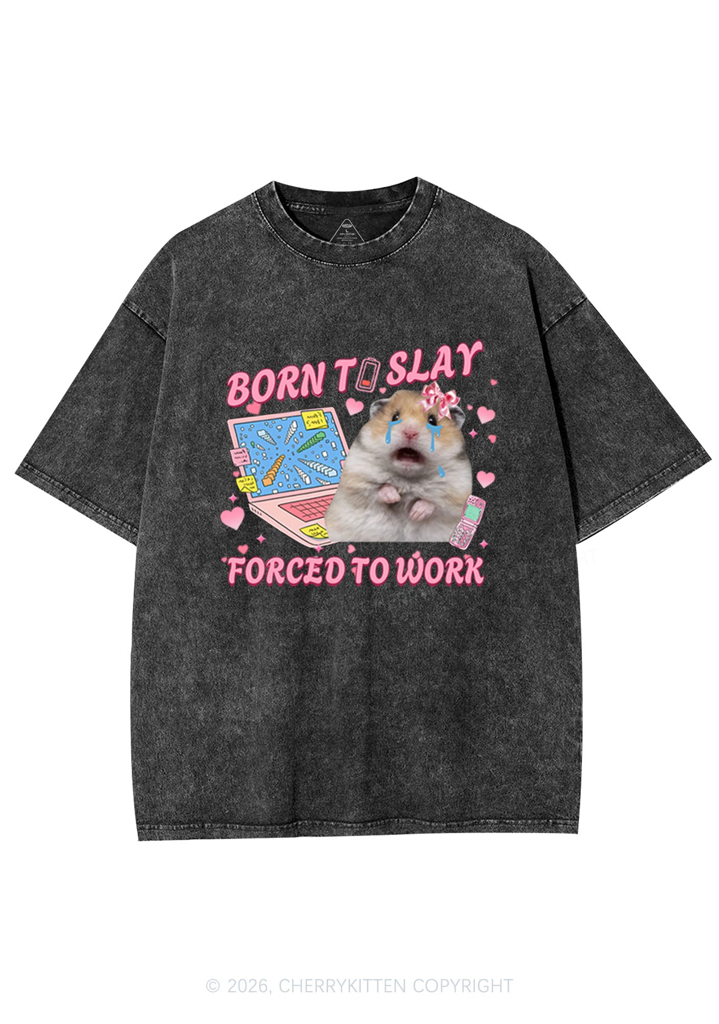 Custom Meme Born To Slay Y2K Shirts Washed Tee Cherrykitten