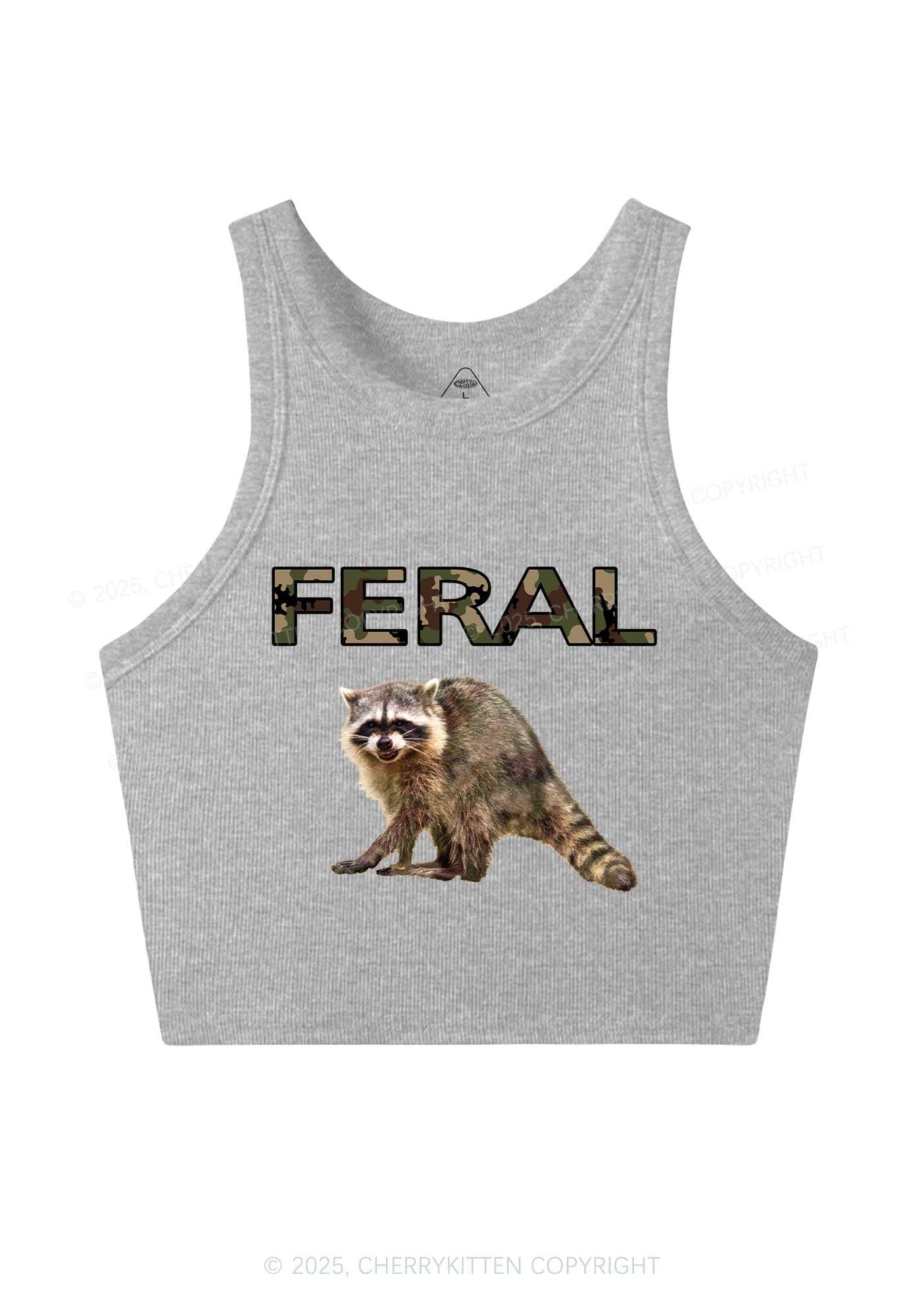 Feral Raccoon Y2K Crop Tank Top Cherrykitten