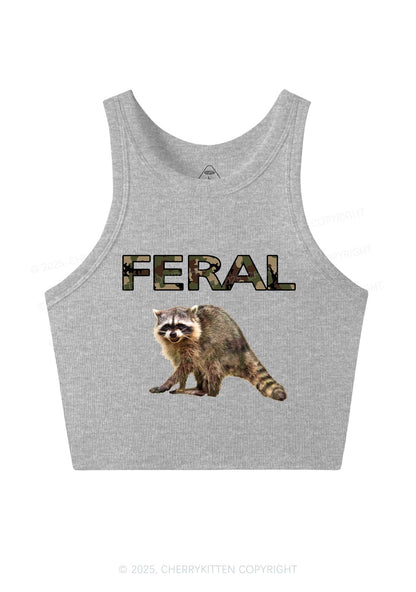 Feral Raccoon Y2K Crop Tank Top Cherrykitten