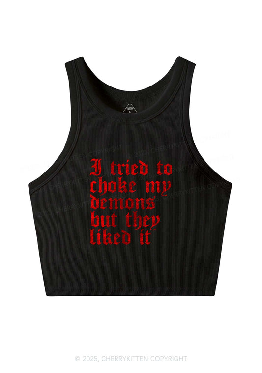 Halloween Choke Demons They Liked Y2K Crop Tank Top Cherrykitten