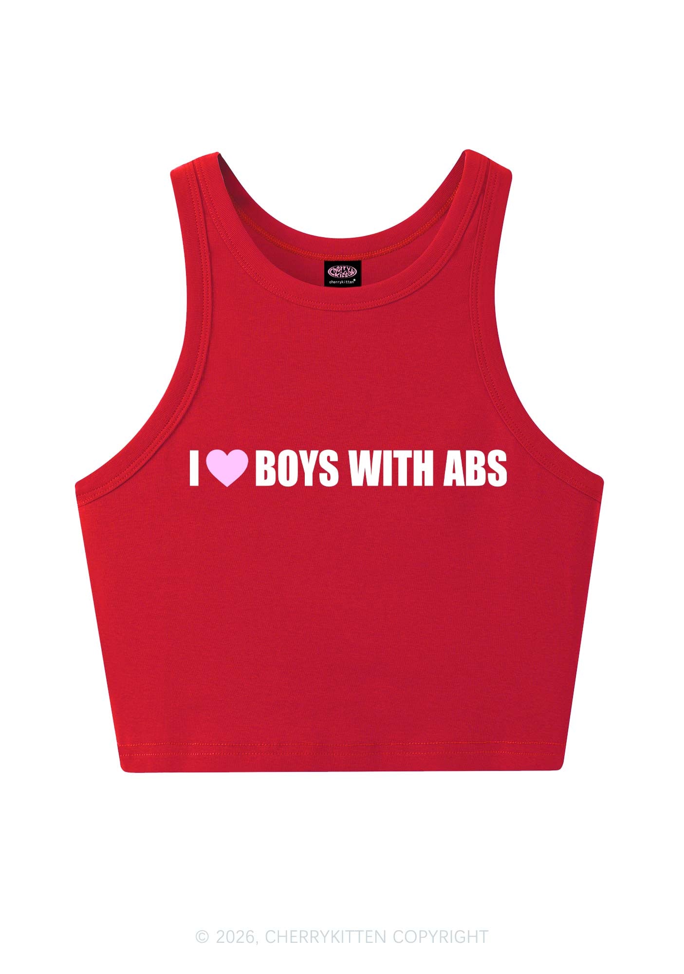 I Love Boys With ABS Y2K Crop Tank Top Cherrykitten