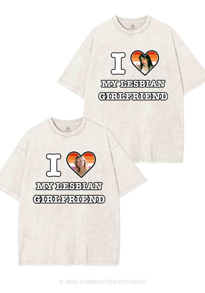 Custom My Lesbian GF Pride Y2K Valentine's Day Washed Tee Cherrykitten
