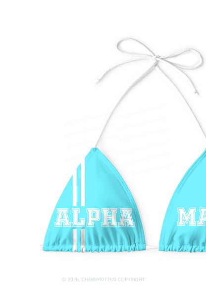 Mint Green Alpha Male Y2K Print Bikini Set Cherrykitten