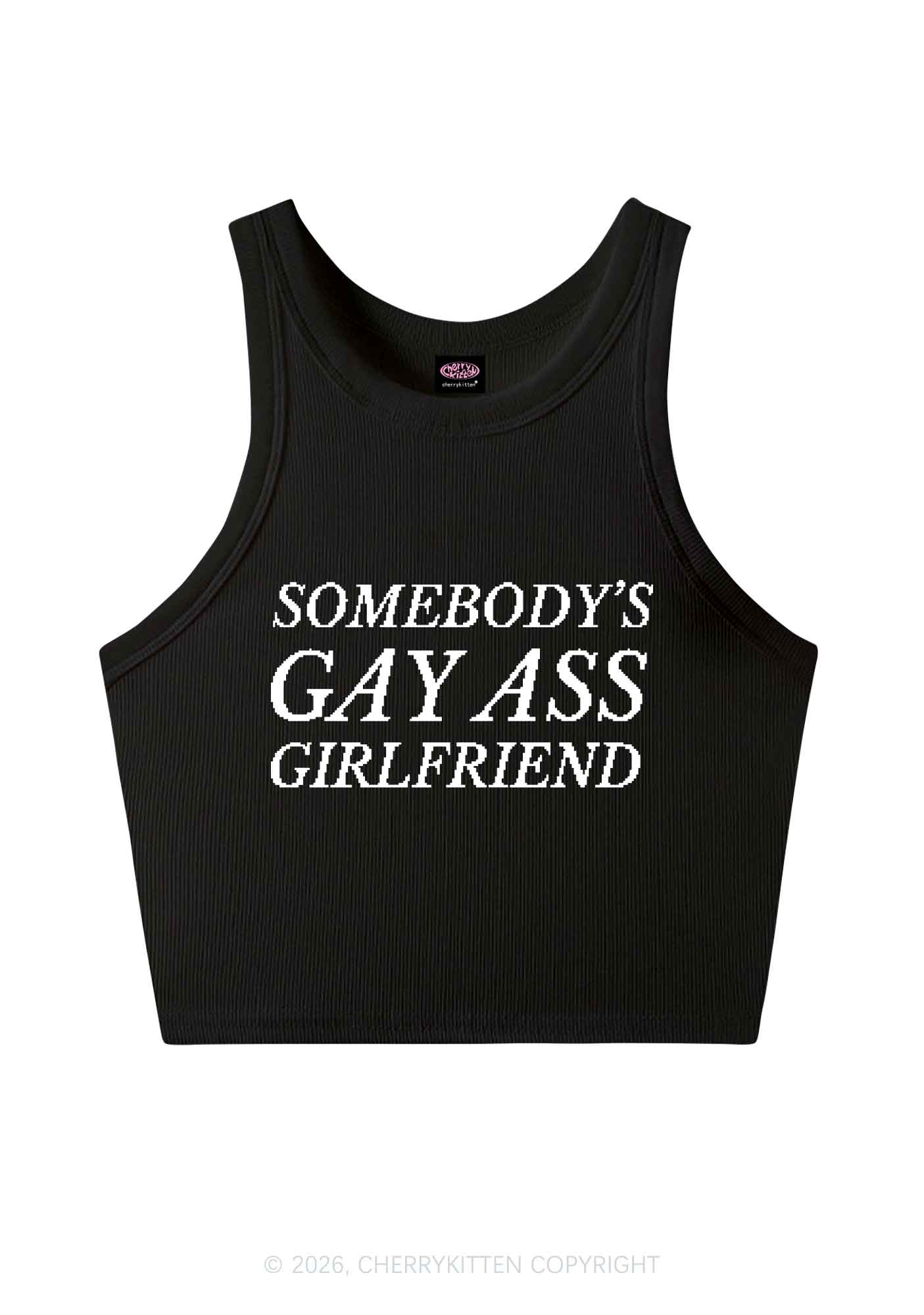 Somebodys Gay Axx Girlfriend Pride Y2K Crop Tank Top Cherrykitten