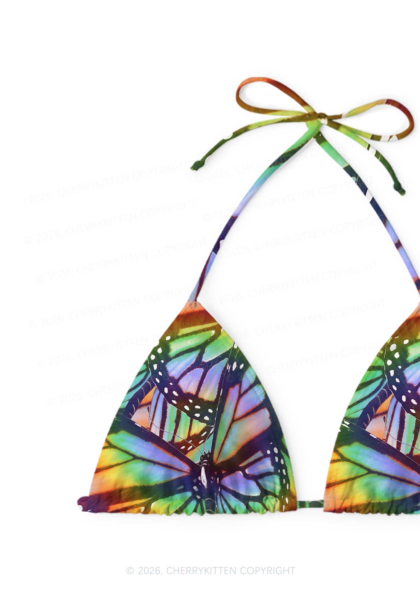 Rainbow Butterfly Y2K Print Bikini Set Cherrykitten