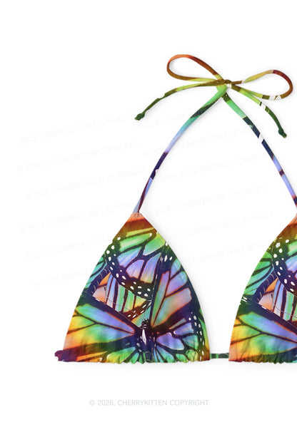 Rainbow Butterfly Y2K Print Bikini Set Cherrykitten