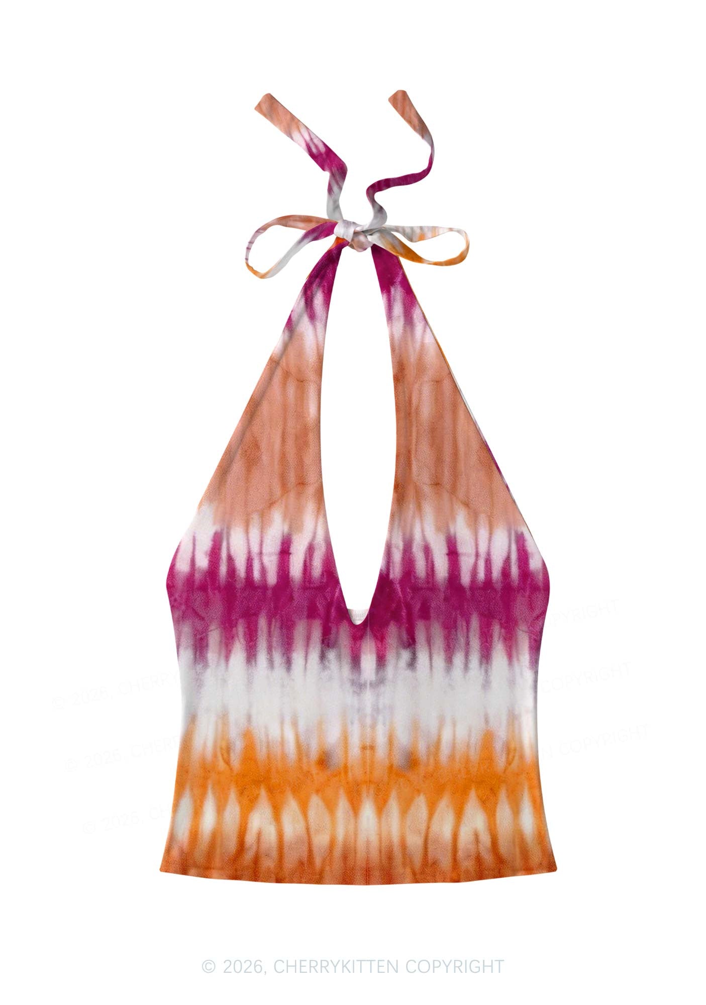 Lesbian Tie Dye Pride Y2K Print Halter Deep V Neck Cami Cherrykitten