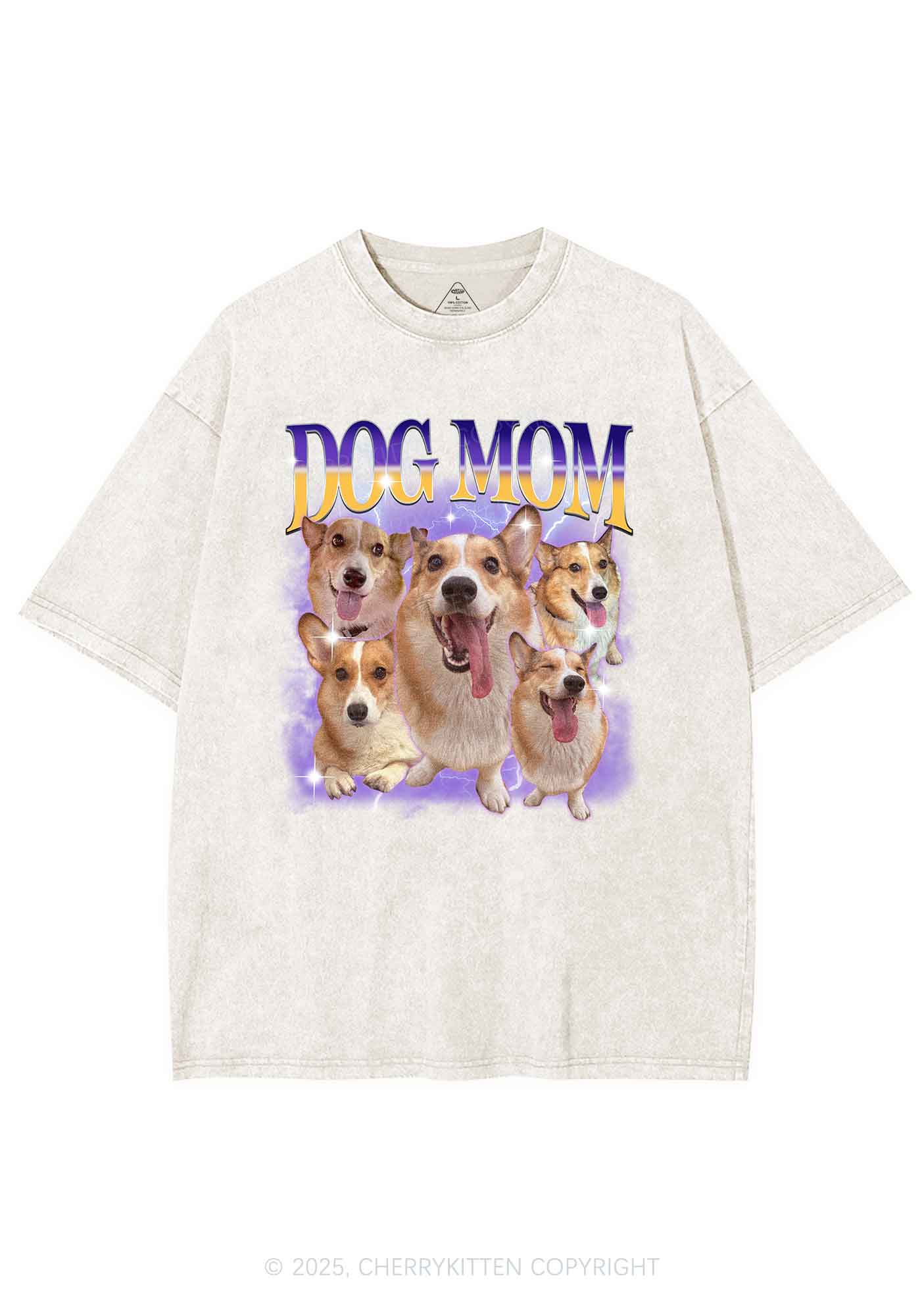 Custom Photo Dog Mom Y2K Shirts Washed Tee Cherrykitten