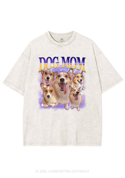 Custom Photo Dog Mom Y2K Shirts Washed Tee Cherrykitten