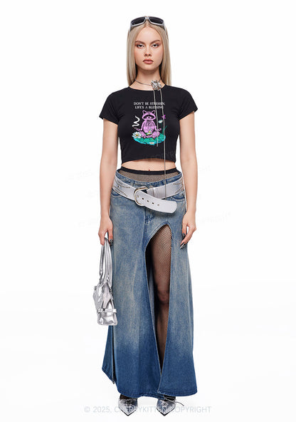 Dont Stress Raccoon Y2K Baby Tee Cherrykitten