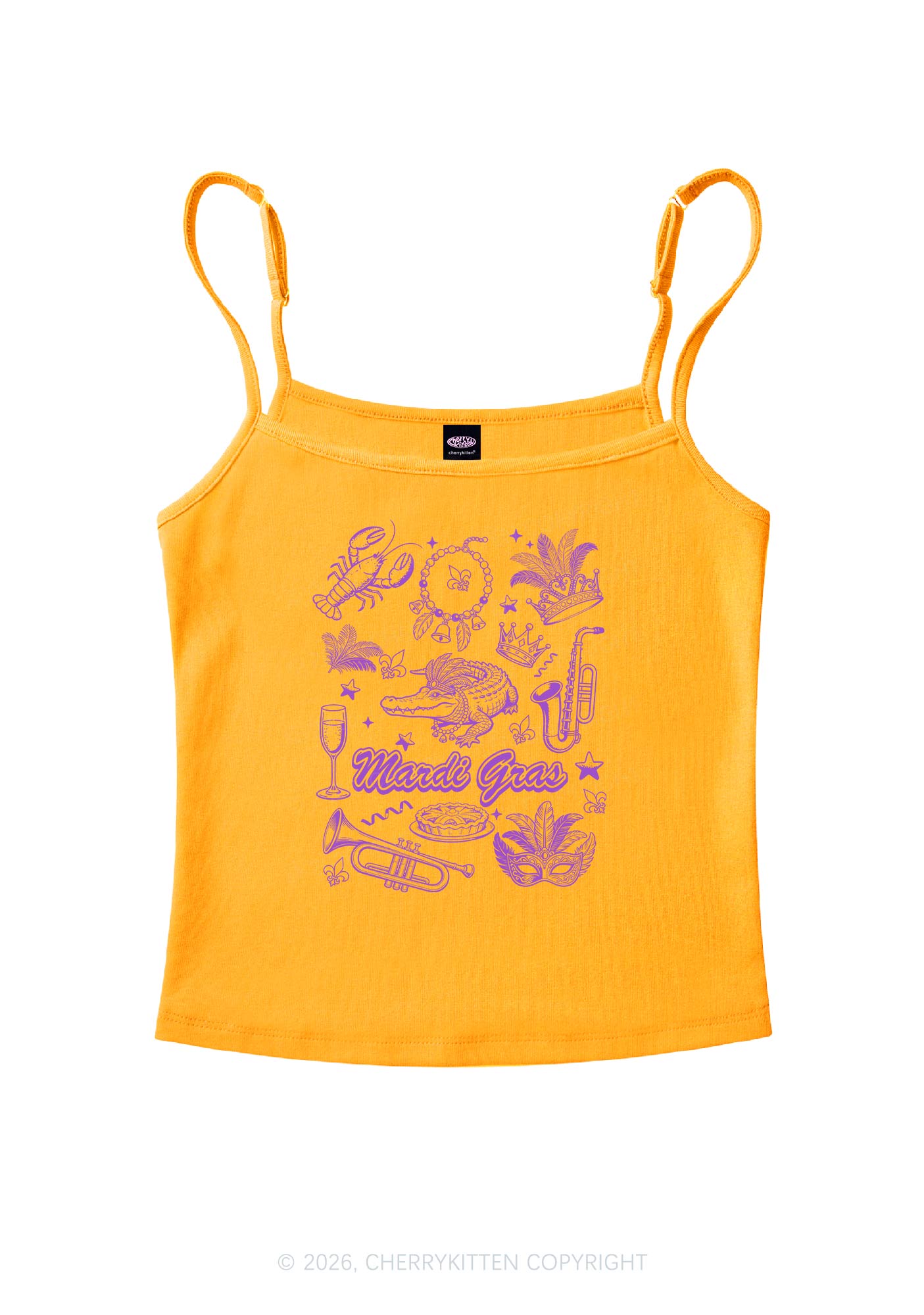 Mardi Gras Symbols Y2K Spaghetti Strap Cami Cherrykitten