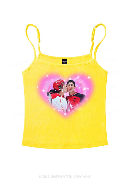 Sparkle Pink Heart Kissing Y2K Spaghetti Strap Cami Cherrykitten