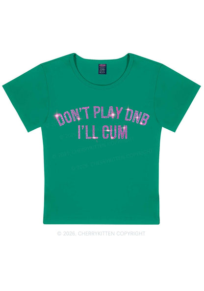 Rhinestone Dont Play DNB Y2K Baby Tee Cherrykitten
