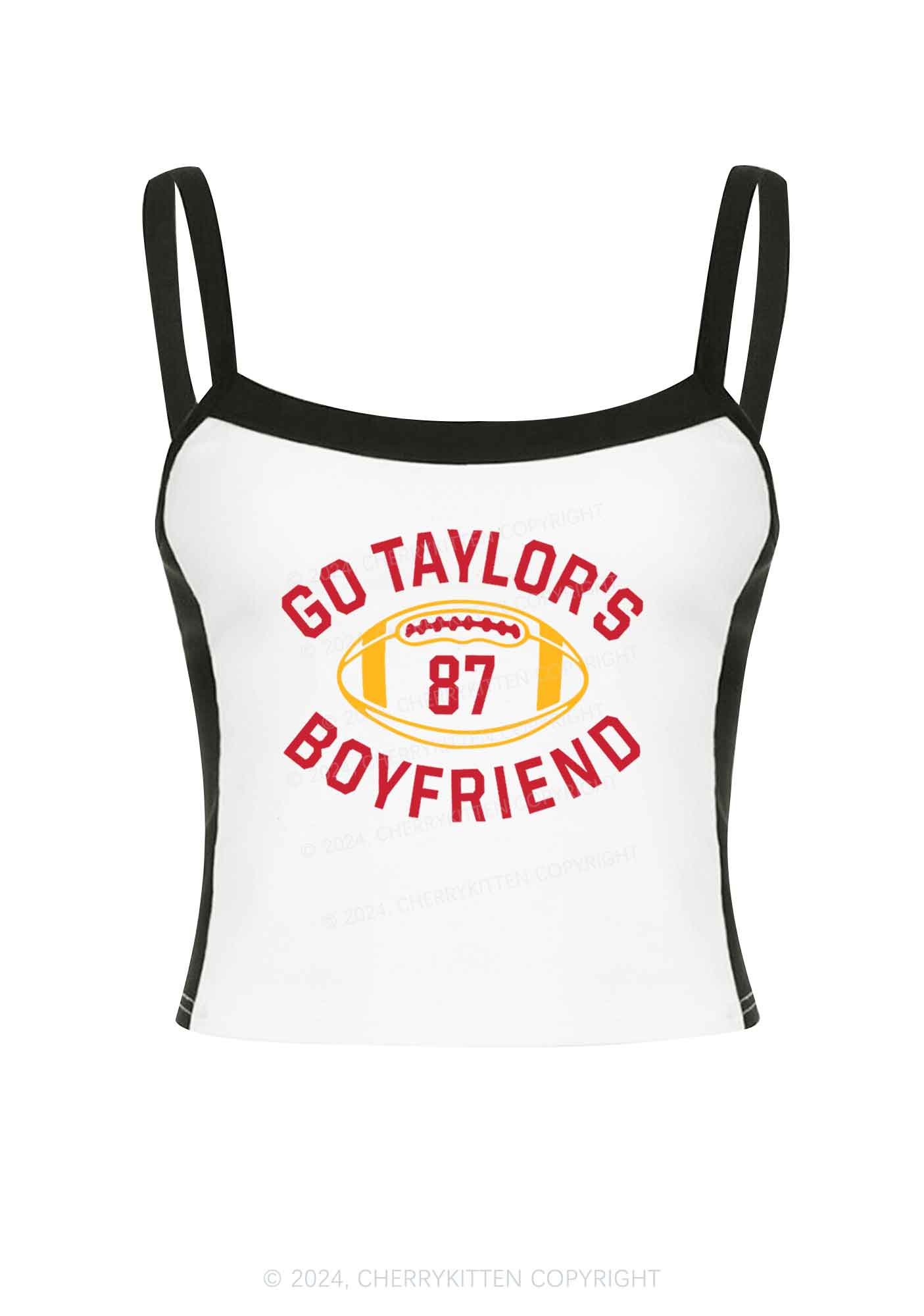 Go Boyfriend Y2K Super Bowl Color Block Crop Cami Top Cherrykitten