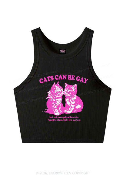 Cat Can Be Gay Pride Y2K Crop Tank Top Cherrykitten