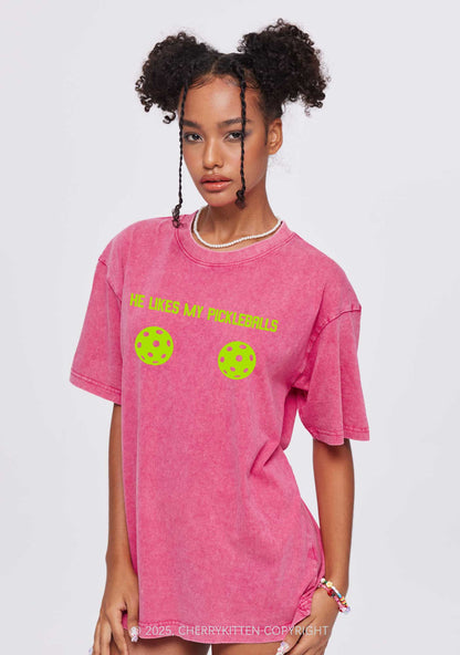 Pickleball Couple Y2K Valentine's Day Washed Tee Cherrykitten
