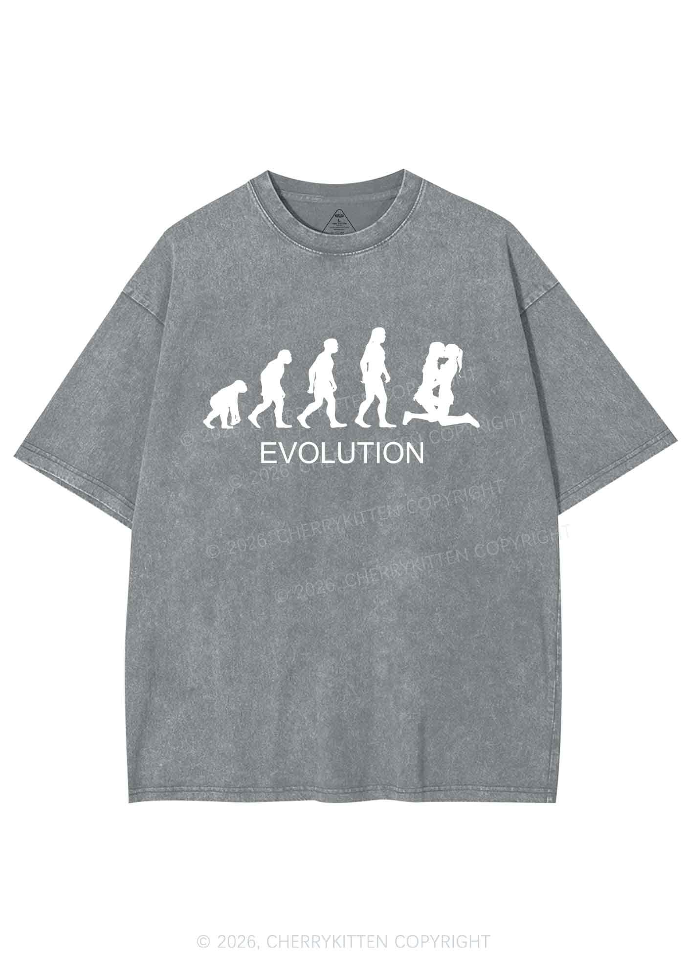 Lesbian Evolution Pride Y2K Shirts Washed Tee Cherrykitten