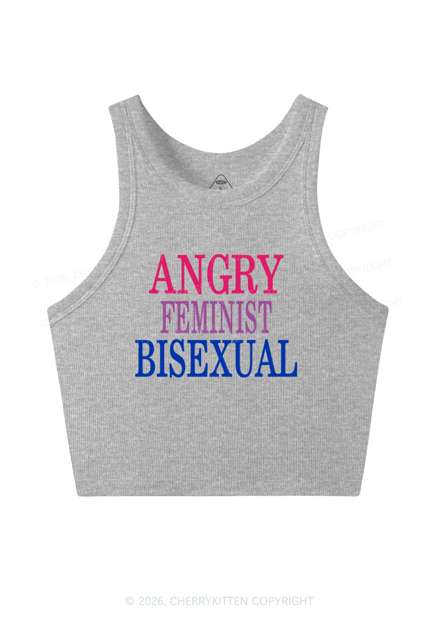 Angry Feminist Bisexual Pride Y2K Crop Tank Top Cherrykitten