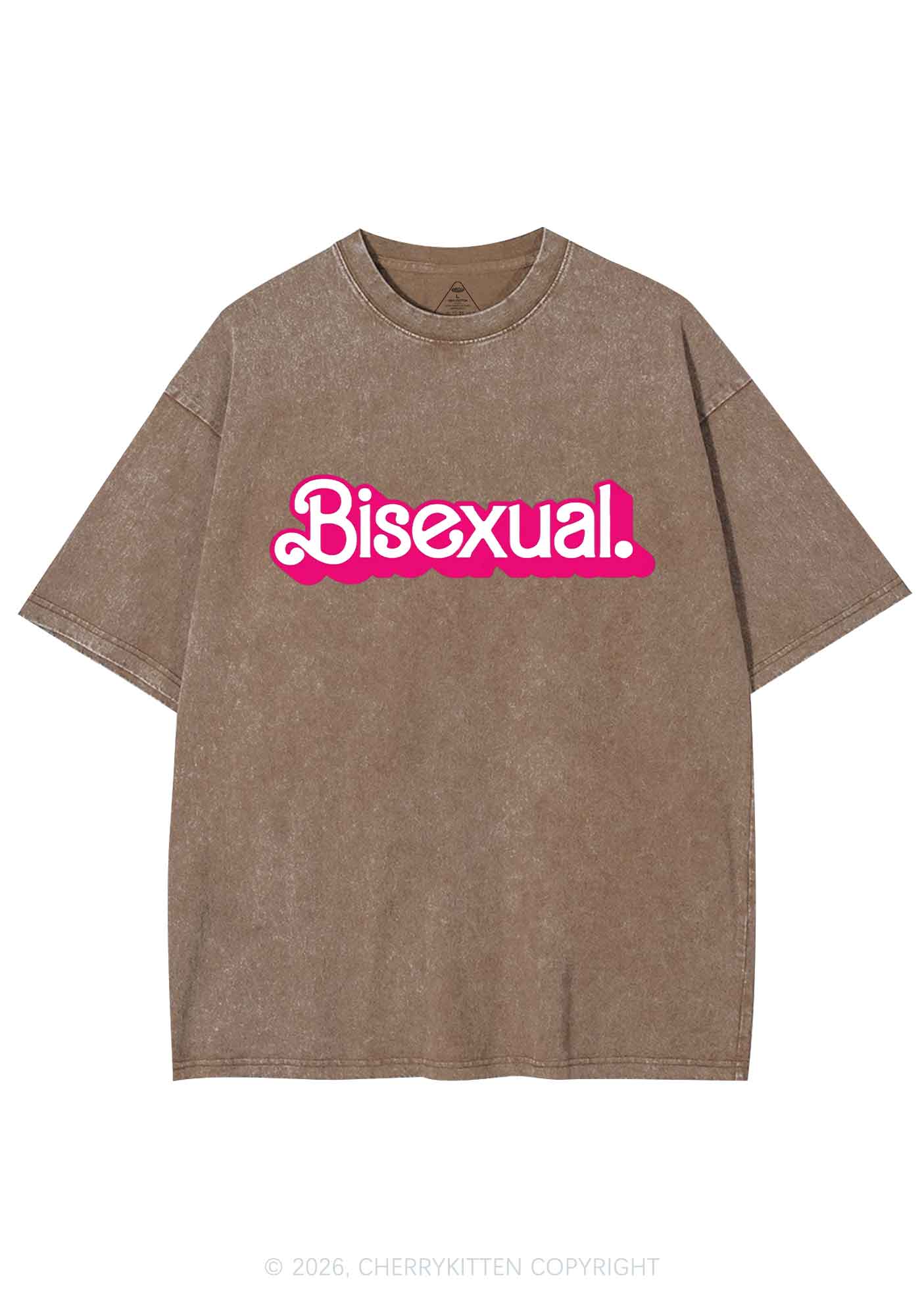 Pink Bisexual Pride Y2K Shirts Washed Tee Cherrykitten