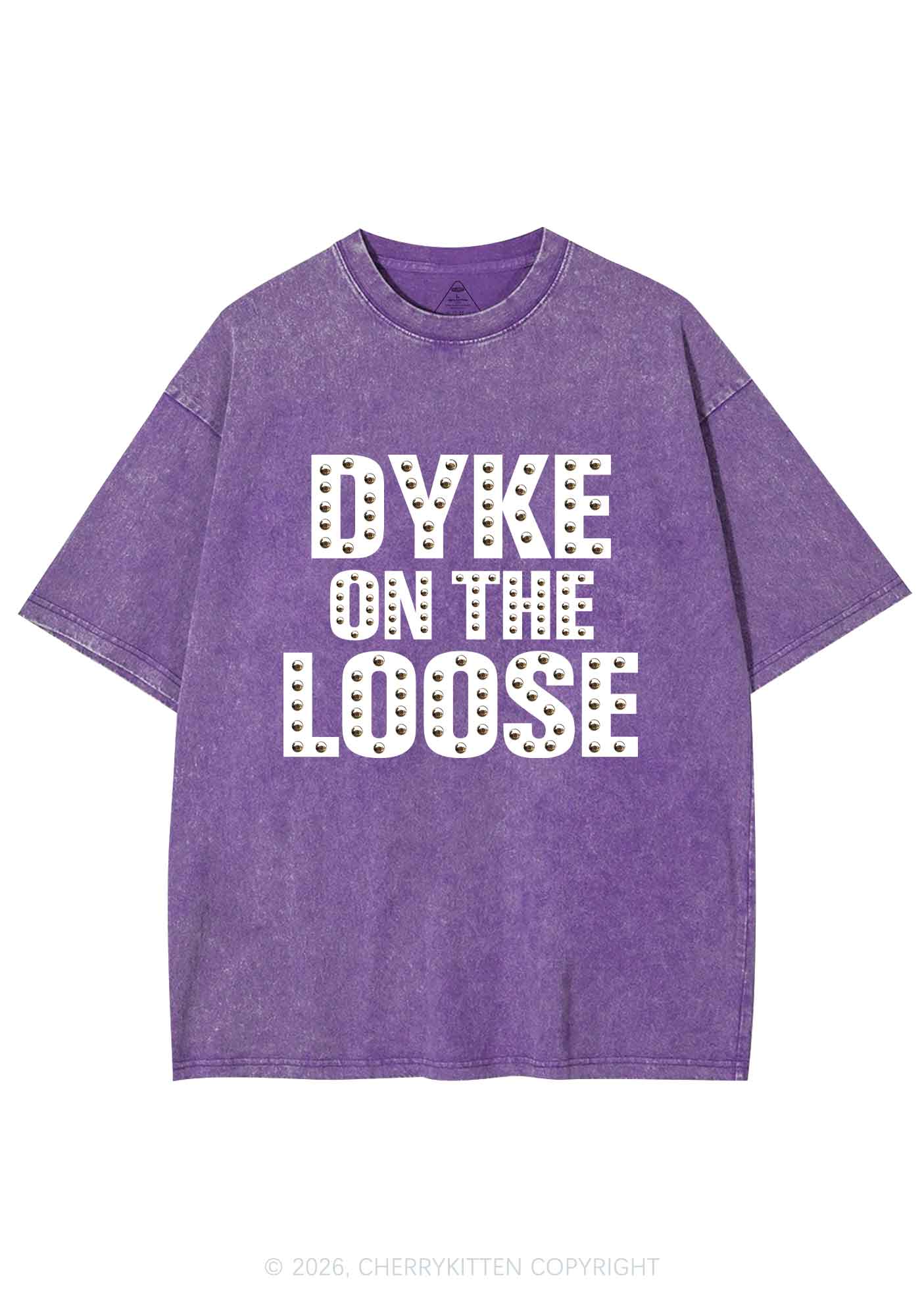 Dyke On The Loose Pride Y2K Shirts Washed Tee Cherrykitten