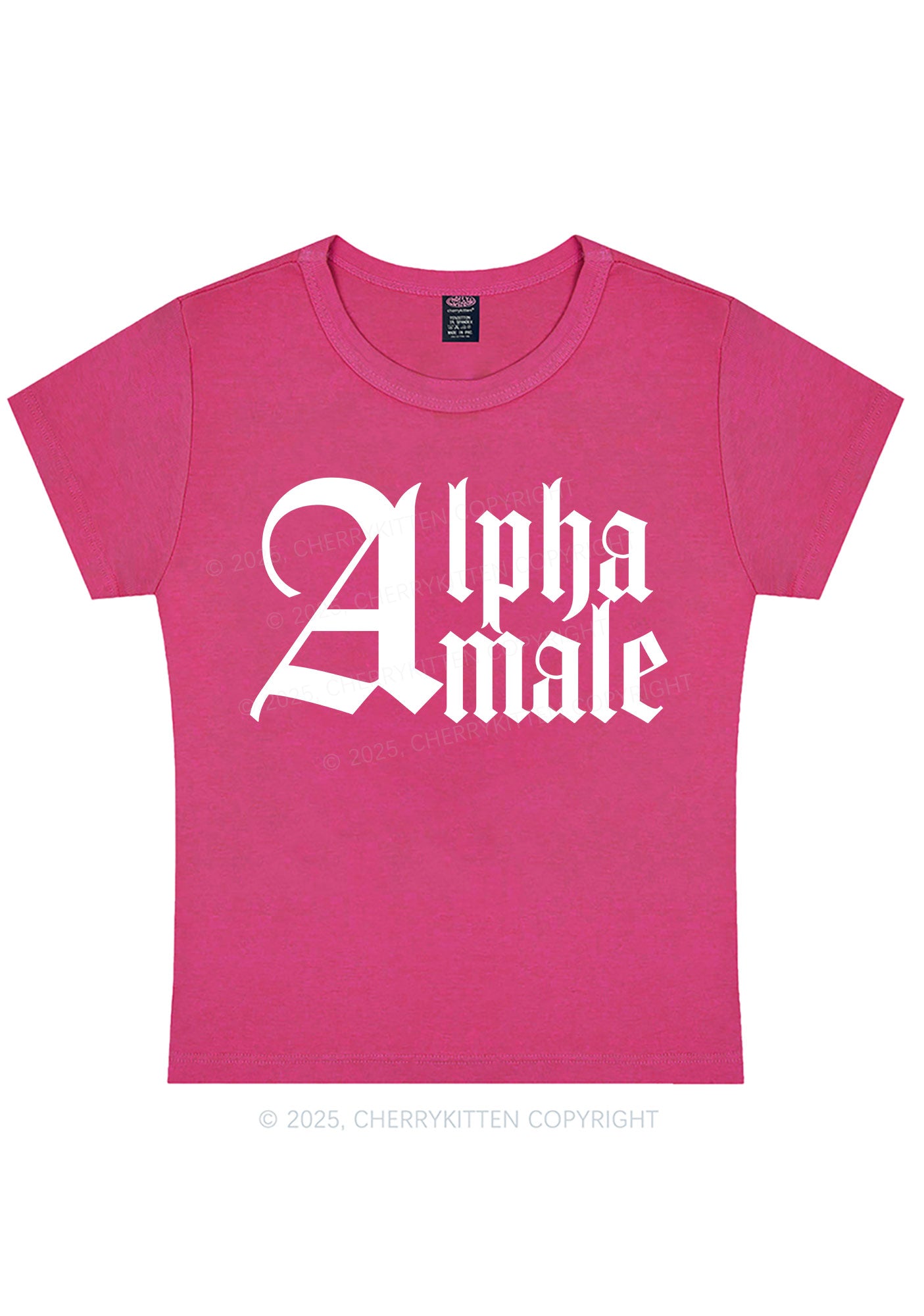 Curvy Custom Text Gothic Font Y2K Baby Tee Cherrykitten